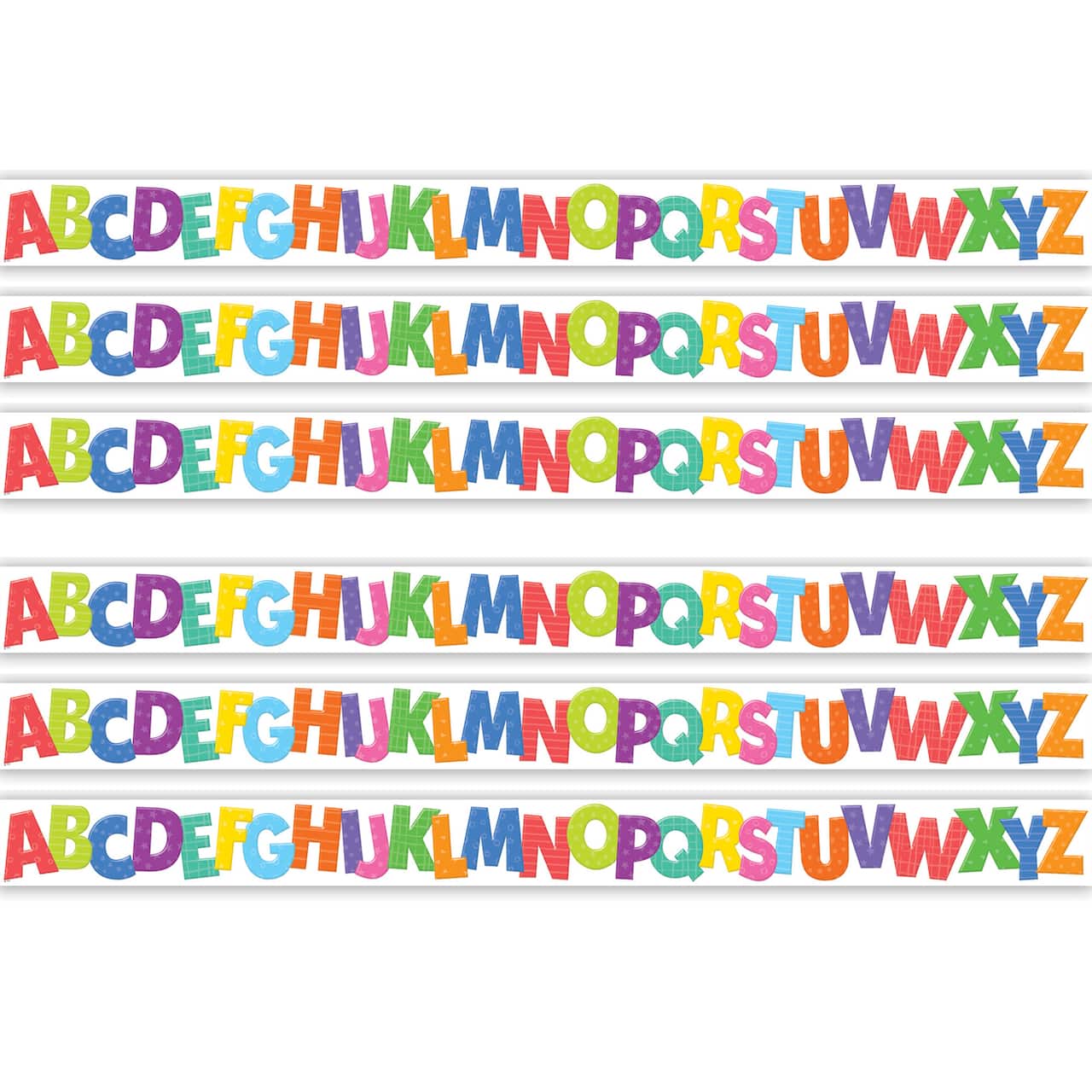 Teacher Created Resources® Colorful Alphabet Die-Cut Border Trim, 6 Packs of 12